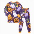 thumbnail image 6 of Cdudpw Toddler Girl Halloween Pajamas Sets Halloween Print Tops Pants Sleepwear Kids Girls Nightgown Outfits(A008-Green), 6 of 9