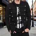 thumbnail image 3 of CONZONE Mens Casual Jacket Gothic Jacket for Men Zip Up Solid Fall Windbreaker Jackets With Pockets, 3 of 7