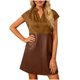 thumbnail image 1 of Pantalones de Vestido Casual para Mujeres Moda Cuello en V Plisado Manga Corta Primavera Y Verano Color Sólido Cintura Alta Cintura Elástica, 1 of 7