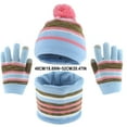 thumbnail image 2 of TMOYZQ 3 Piece Kids Winter Hat Gloves Scarf Sets Knit Hats for Boys Girls Fleece Lined Cold Weather Accessories Knit Caps with Cute Pom Pom, 2 of 8