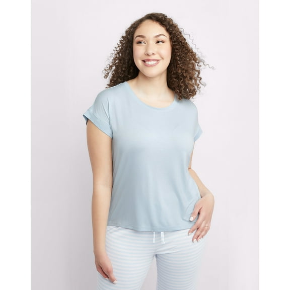 Maidenform Short Sleeve Hi-Low Hem Tee Baby Blue Women's Size Medium
