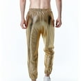 thumbnail image 5 of Wyobmus Sparkly Metallic Pants for Men Drawstring Waist Nightclub Argyle Gilding Sequin Joggers Gold, 5 of 7