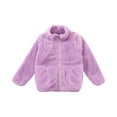 thumbnail image 3 of CCRFTGI Fall Jacket for Girls Fleece Sherpa Zip Up Outwear Coat Soft Fall Winter Jacket Teddy Coat Hooded with Pockets Purple 9-10Y, 3 of 3