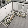 thumbnail image 3 of Green Plaid Rugs and Mats Non Skid Washable Absorbent Microfiber Soft Kitchen Mat for Floor Set Of 2 Decor Stain Resistant 17"x47"+17"x30", 3 of 7