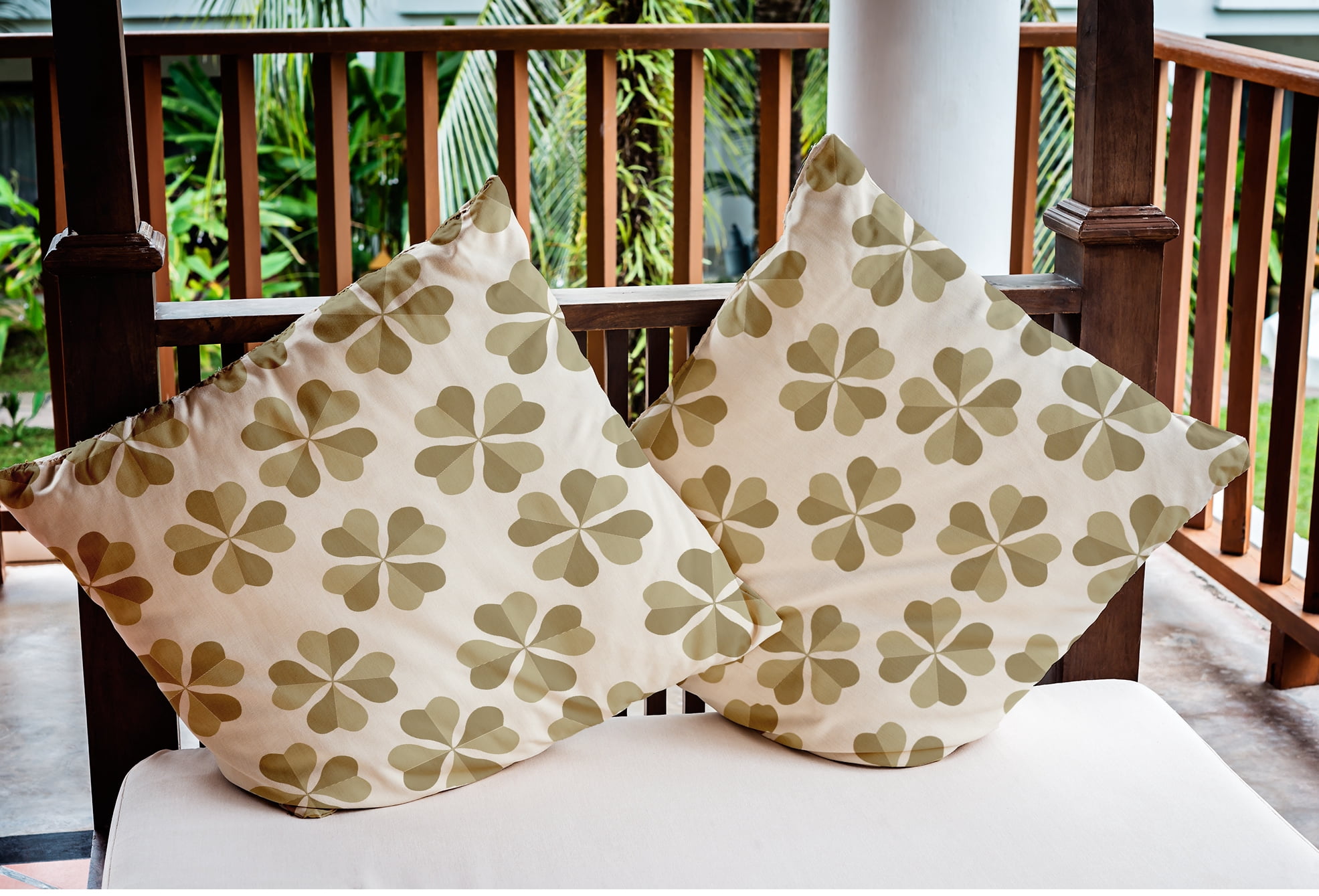 Simply Daisy 18 in x 18 in Modern and Contemporary White and Brown Floral Polyester Throw Pillow