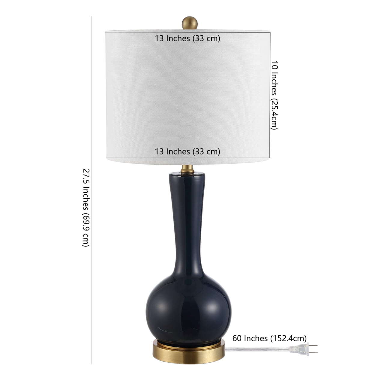 Safavieh Gaetna 27 in. Mid-Century Glass Table Lamp, Navy