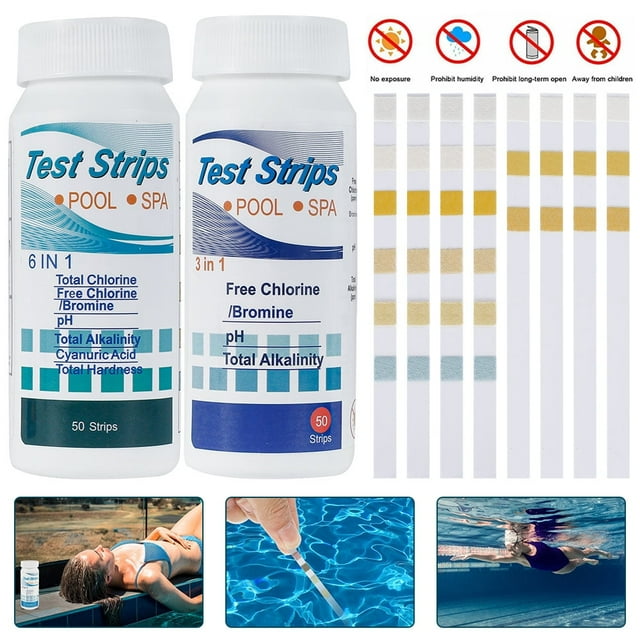 Pool and Spa Test Strips Hot Tub Test Kit Testing for Free Chlorine Total Chlorine Bromine Total Hardness Total