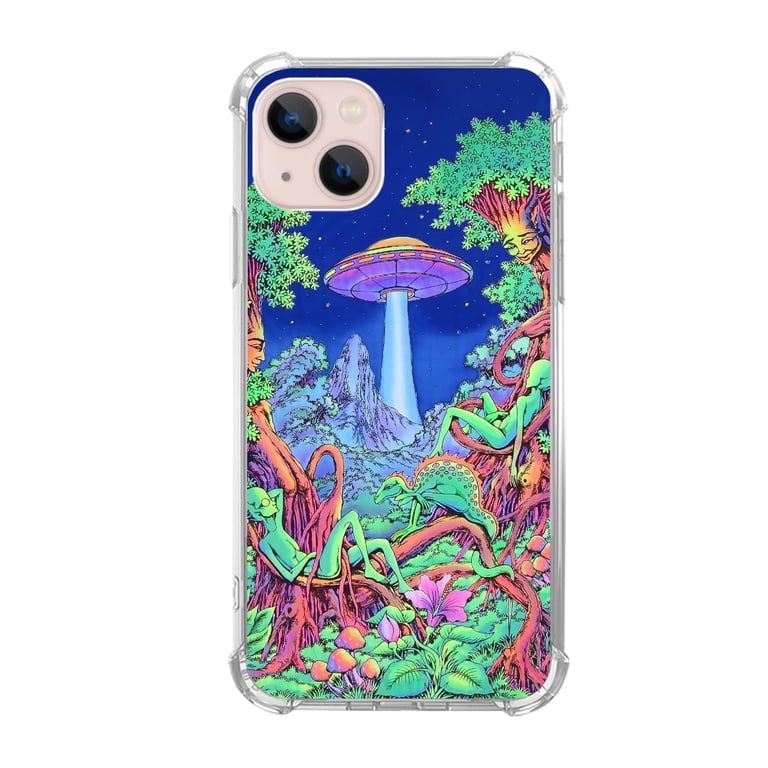 UFO Alien Jungle Case Compatible with iPhone 14,Aesthetic Art Design TPU Bumper Cover Case UFO Alien Jungle Case Compatible with iPhone 14,Aesthetic Art Design TPU Bumper Cover Case
