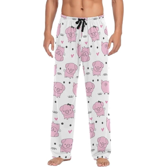 GZHJMY Pig Pajama Pants for Men, Lounge Pants Lightweight Men Pajama Bottoms with Drawstring Pockets, Christmas New Year Birthday Gifts, X-Large