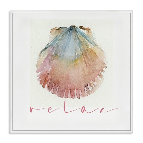 Stupell Industries Scallop Shell Relax Nautical & Beach Painting Wrapped Canvas Art Print Wall Art, 17 x 17