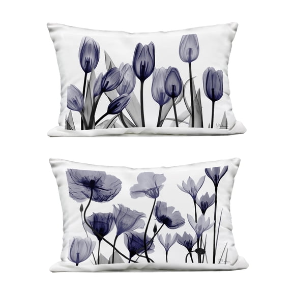 Stupell Industries Dusk Delight Blue Flowers 2 Piece Outdoor Printed Pillow Set, design by Albert Koetsier