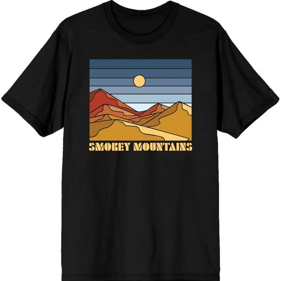 Adventure Society Smokey Mountains Men's Black Crew Neck Short Sleeve Tee-Medium