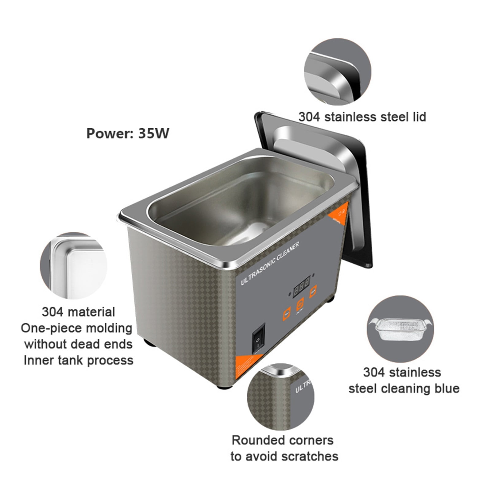 800ml Ultra Cleaner Digital Time 35W Washing Jewelry Necklace Glasses Watch Brush Ultrasound Washer Machine