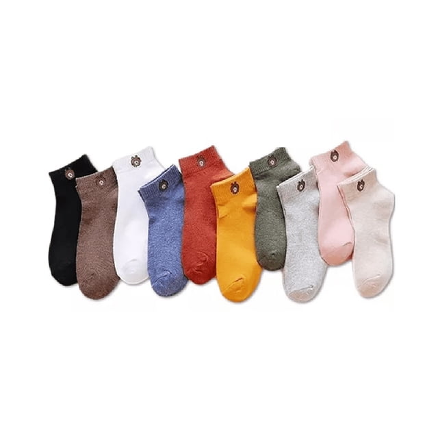 10 Pares De Calcetines Cortos De Mujer Con Dibujo De Oso colores