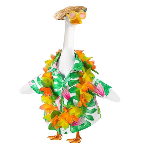 Kugisaki Porch Goose OutFits Beach Vacation Porch Goose Costume 23" Goose Statue Clothes with Hat & Sunglass for Lawn Yard Decor All Seasons