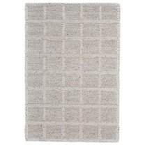 HomeRoots 511405 10 x 13 ft. Wool Plaid Hand Woven Stain Resistant Area Rug, Ivory & Gray