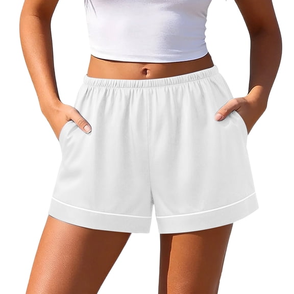 yillto Womens Satin Shorts Casual Summer Elastic Waist Lounge Silky Shorts Comfy Shorts with Pockets
