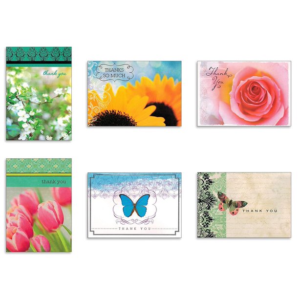 Assorted Thank You Appreciation Cards Bulk Blank Note Cards Set 48 Pack Assortment &amp; 6 Designs