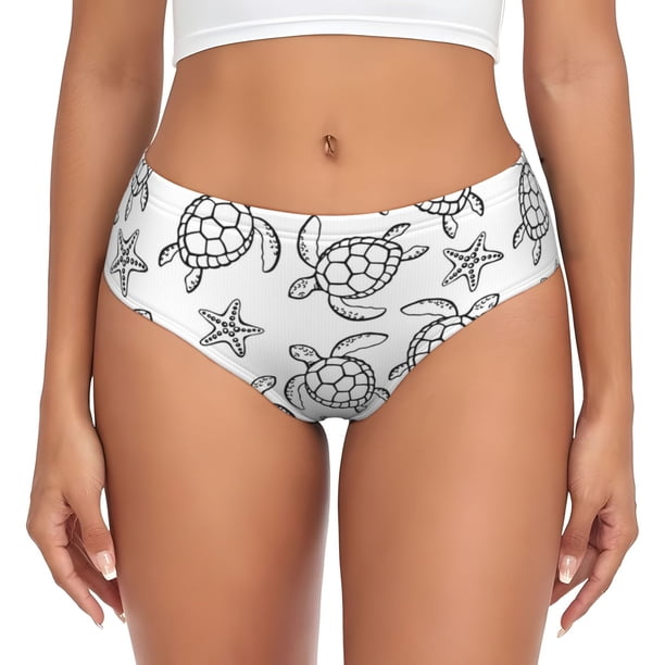 Fotbe Sea Turtle Calzones Estampados para Mujer – Ropa Interior de Algodón, Cómoda, Suave y Elástica-Large