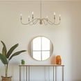 thumbnail image 5 of Kira Home Archer 47" 6-Light Farmhouse Gold Chandelier, Gold Ceiling with Elegant Curved Swoop Arms, Cool Brass, 5 of 8