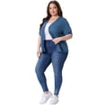 thumbnail image 3 of DARING DIVA Women's Plus Button Down Sheer Knitted Sweater 3X Blue, 3 of 6