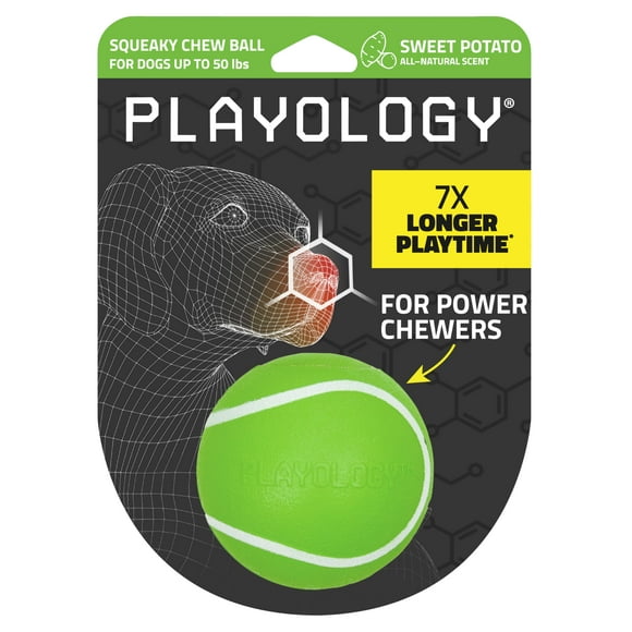 Chew Ball Playology Squeaky para perros, con aroma a batata