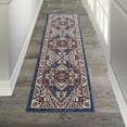 thumbnail image 4 of 2â€™ x 8â€™ Blue and Ruby Medallion Runner Rug, 4 of 6