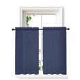 thumbnail image 2 of Pure Dark Blue Sheer Kitchen Tier Curtains 45 Inch length, Rod Pocket Half Curtains & Drapes, Simple Solid Color Light Filtering Chiffon Cafe Bathroom Window Treatments 2 Panels 27.5"W x 45"L, 2 of 7