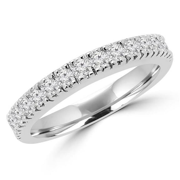 0.5 CTW Round Diamond Semi-Eternity Wedding Band Ring in 14K White Gold - Size 7