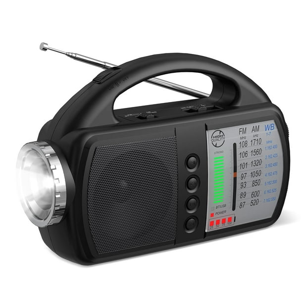 Radio Meteorológico Audiocrazy AM FM NOAA con Linterna y Bluetooth