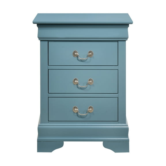 Louis Philippe 3-Drawer Teal Nightstand (29"H x 16"W x 21"D)