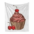 thumbnail image 1 of Cupcake Soft Flannel Fleece Throw Blanket, Delicious Cake Icing and Cherry Flavour Homemade Dessert Nutrition, Cozy Plush for Indoor and Outdoor Use, 50" x 70", Coral Vermilion Peach, by Ambesonne, 1 of 6