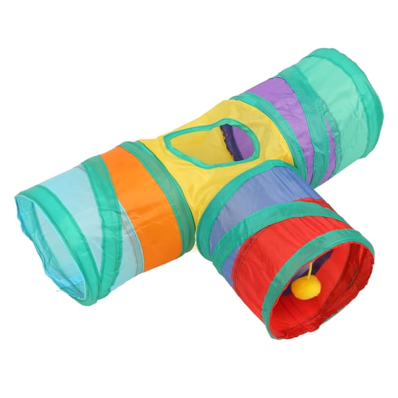 NFTIGB 3 Way Small Pet Tunnels Collapsible Portable Polyester Tube Toy for Ferrets Hamsters with Hanging Elastic Hairball Activity Center Hideout 7.08 inches / 18.00 cm
