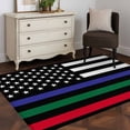 thumbnail image 4 of 4th of July Large Area Rugs for Bedroom Living Room, Soft Non Slip Carpet Bedside Rug, Blue Green Red Line American Flag Rectangular Floor Cover Kitchen Accent Rug 4'x6' for Dining Room/Office, 4 of 9