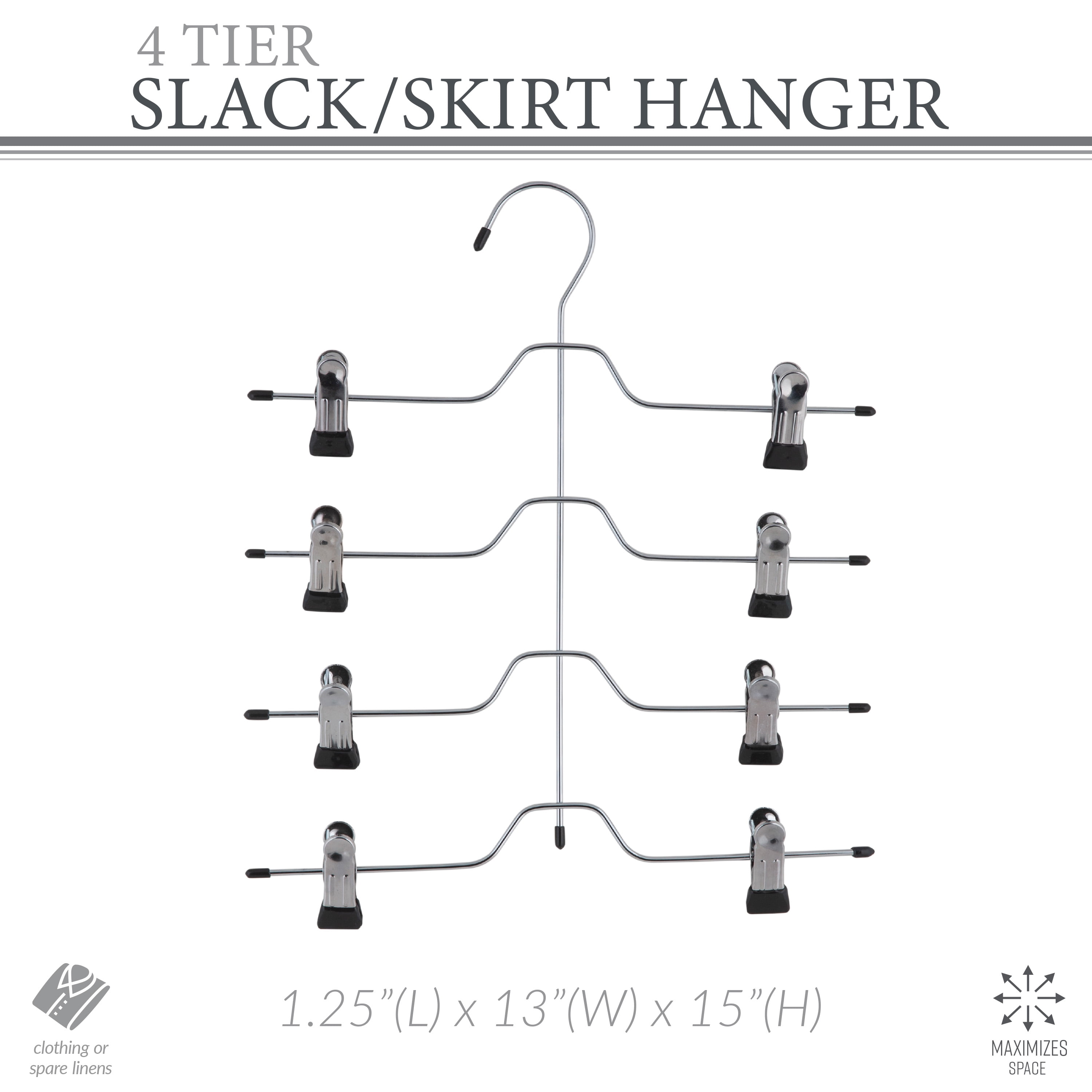 Organize It All Chrome Metal 4 Tier Skirt and Slack Hanger