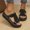 Black, variant on Chunky Knitted Sandals For Women Soft Breathable, Candy Platform Heels Colorful Summer Style, Patchwork Beach Slides Non Slip Comfort, Lightweight Open Toe Holiday Vacation Flats