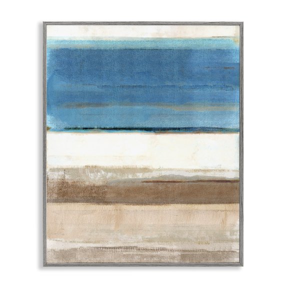 Stupell Industries Contemporary Blue & Tan Abstraction Gray Framed Giclee Art, 24 x 30, by Flora Kouta