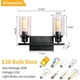thumbnail image 2 of Luz de pared de baño negra Luz de pared de pantalla de vidrio Luces de pared de interior de estilo vintage Zhivalor WLJ-4475, 2 of 5