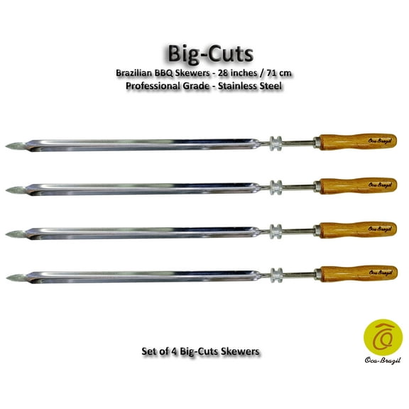 Big Cuts - Set of 6 Brazilian Skewers for BBQ 28" - Professional Grade