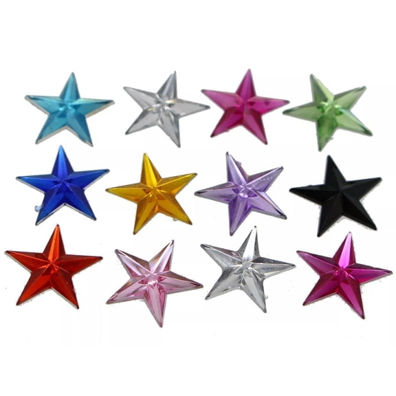 EOEMY 100 Mixed Color Acrylic Flatback Star Rhinestone Gems 20mm Diy Embellishments
