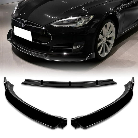 Stay Tuned Performance Front Bumper Splitter Spoiler Lip For 2012-2016 Tesla Model S V2 Painted Black