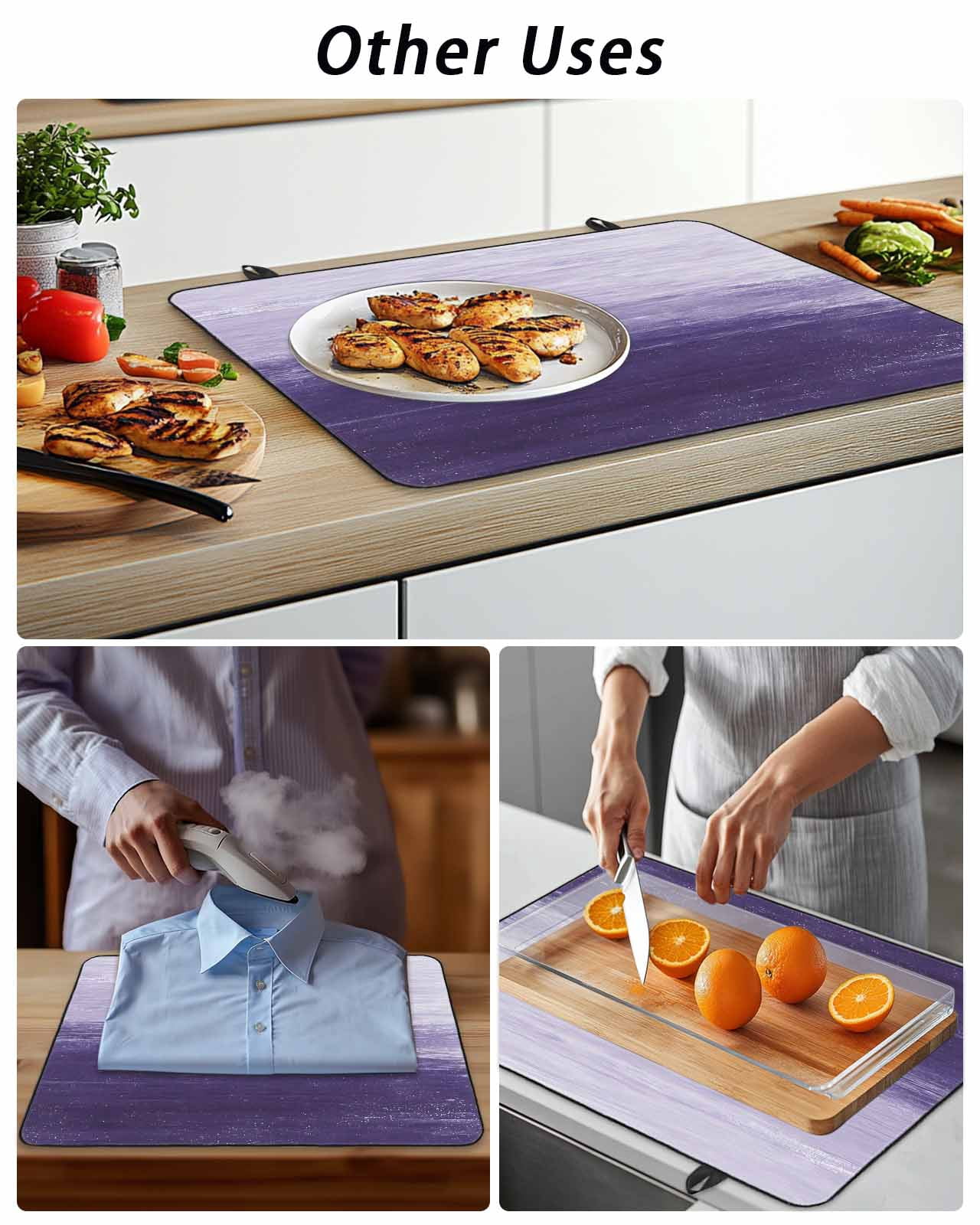 Stove Top Covers for Electric Stove, Purple Ombre Glass Stovetop Cover Protector, Modern Abstract Art Ocean Oil Painting Induction Cooktop Protector Oven Mat for Kitchen Countertop 28.5"x20.5"