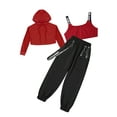 thumbnail image 5 of CHICTRY Girls Juniors Sportswear Cropped Hoodie Sweatshirt with Cargo Pants Activewear Street Dance Outfit A Red 8, 5 of 7