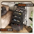 thumbnail image 6 of Night Stand Set of 2 with Charger Station, Nightstand Sets with LED Light and 4 Storage Drawers, Tall Dressers for Bedroom, Bedside Tables with Fabric Bins, Wood Shelf, Metal Frame, Black, 6 of 8