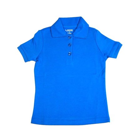 French Toast - Little Girls SS Interlock Fitted Knit Polo Picot Collar True Royal Blue / 6X