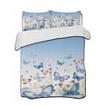 thumbnail image 2 of Quilts Twin XL Size, Blue Ombre Butterfly Soft Comforter Bedding Set for Bed, Pastoral Farmhouse Butterflies Lightweight Quilted Bedspread with Pillow Cover(2 Pieces) for All Season, 68x98 Inch, 2 of 6