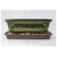 thumbnail image 2 of 8" Moss Green Rectangular Planter Pot with Tray, Rocks & Mesh - Cactus Succulent Pots Indoor Outdoor, 2 of 9