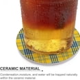 thumbnail image 4 of GZHJMY 2Pcs Round Tartan Plaid Blue Black Stripes on Yellow Ceramic Coasters with Cork-Backed for Coffee Drink, Cup Mat Absorbent Stone Coasters, 4 of 6