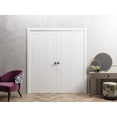 thumbnail image 3 of Sliding Closet Double Bi-fold Doors 72 x 96 inches | Mela 0733 Painted White | Sturdy Tracks Moldings Trims Hardware Set | Wood Solid Bedroom Wardrobe Doors, 3 of 5