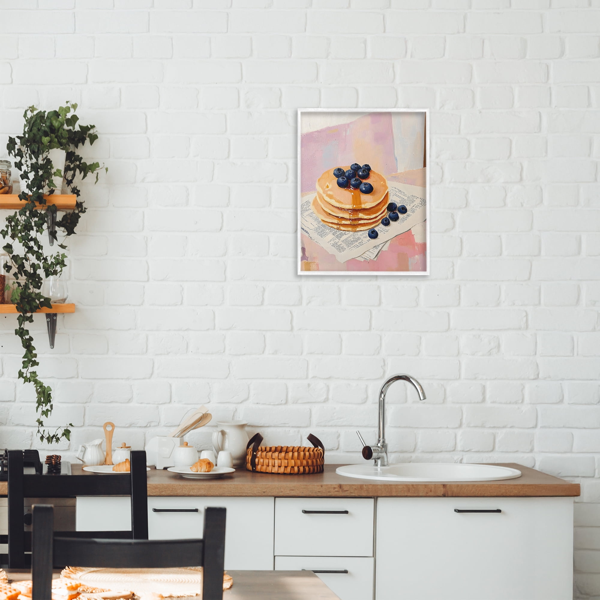 Stupell Industries Blueberry Pancakes with Syrup White Framed Giclee Art, design by The Prints Vibe